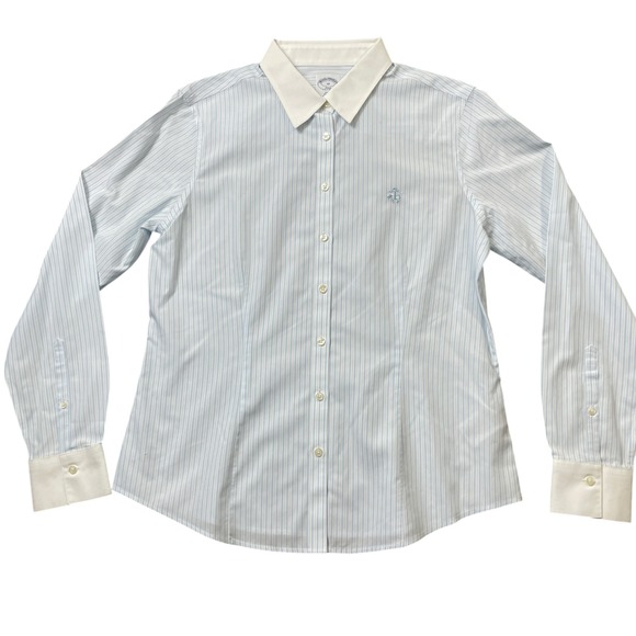 Brooks Brothers Tops - Brooks Brothers 10 Blue Stripe Button Up Long Sleeve 100% Cotton